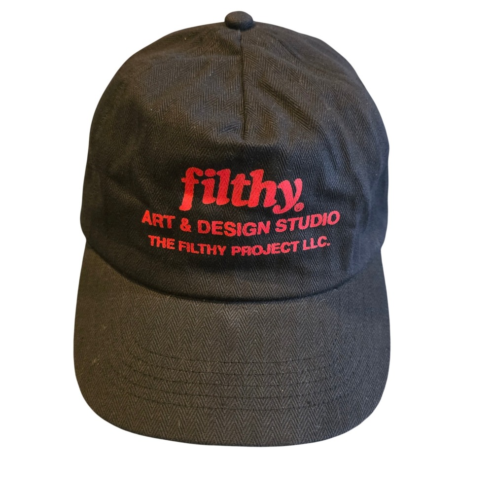The Filthy Project Art & Design Studio Black Herringbone Baseball Hat Cap